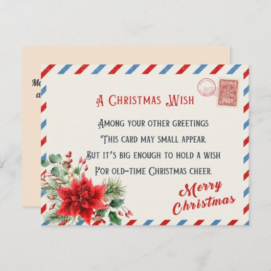 Gepersonaliseerde Vintage Een kerstwens Feestdagenkaart (Voorkant / Achterkant)