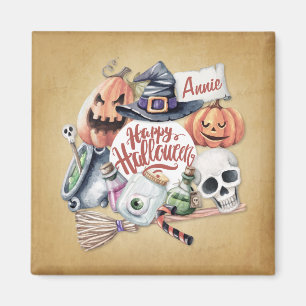 Gepersonaliseerde Vintage Happy Halloween Magnee Magneet