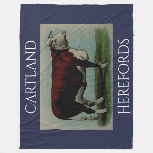 Gepersonaliseerde Vintage Hereford Cow Fleece Deken (Voorkant)