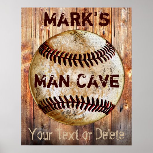 GEPERSONALISEERDE Vintage Honkbal Man Cave Posters (Voorkant)