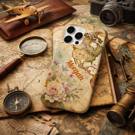 Gepersonaliseerde Vintage Kaart iPhone 16 Pro Max Hoesje