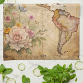 Gepersonaliseerde Vintage Kaart Theedoek (Gevouwen)