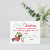 Gepersonaliseerde vintage kerst doxie Briefkaart (Staand voorkant)