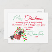 Gepersonaliseerde vintage kerst doxie Briefkaart (Voorkant / Achterkant)