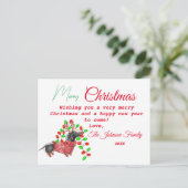 Gepersonaliseerde vintage kerst doxie Briefkaart (Staand voorkant)