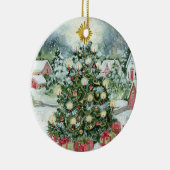 Gepersonaliseerde Vintage Kerst Kaart Ornament (Rechts)