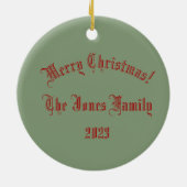 Gepersonaliseerde Vintage Kerst Kaart Ornament (Achterkant)