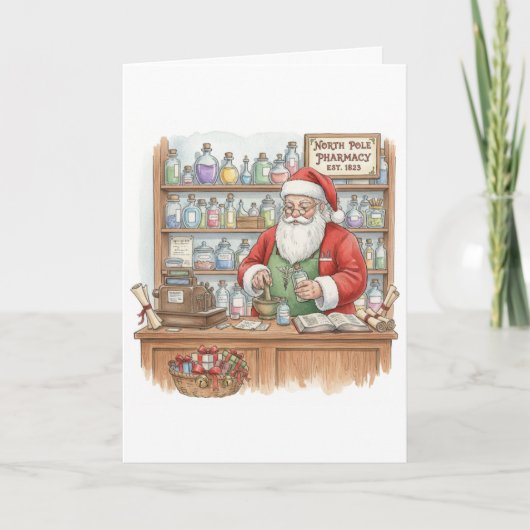 Gepersonaliseerde Vintage Kerst Kaart voor Apothek (Voorkant)