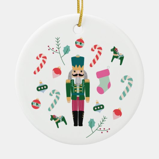 Gepersonaliseerde Vintage Kerst Notenkraker Keramisch Ornament (Voorkant)