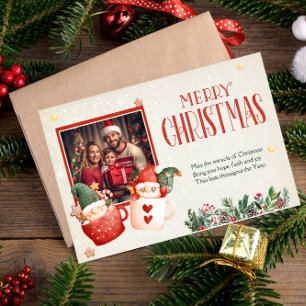 Gepersonaliseerde Vintage-kerstkaart Feestdagen Kaart