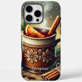 Gepersonaliseerde Vintage Kerstmarkt Mulled Wine iPhone 16 Pro Max Hoesje