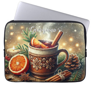 Gepersonaliseerde Vintage Kerstmarkt Mulled Wine Laptop Sleeve