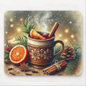 Gepersonaliseerde Vintage Kerstmarkt Mulled Wine Muismat (Voorkant)
