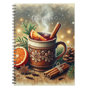Gepersonaliseerde Vintage Kerstmarkt Mulled Wine Notitieboek