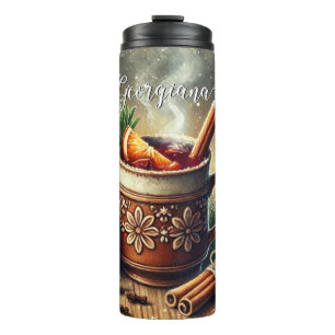 Gepersonaliseerde Vintage Kerstmarkt Mulled Wine Thermosbeker
