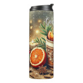 Gepersonaliseerde Vintage Kerstmarkt Mulled Wine Thermosbeker (Gedraaid links)