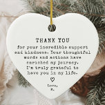 Gepersonaliseerde Vintage Minimal Dank u wel Kerst Keramisch Ornament<br><div class="desc">Spreek uw dankbaarheid uit met het gepersonaliseerde Minimal Thank You Christmas Ceramic Ornament. Dit elegant ontworpen ornament is het perfecte souvenir cadeau voor degenen die een aanzienlijke impact hebben gemaakt in je leven, of het nu gaat om een begeleider, collega of baas. Met een tijdloze minimalistische stijl biedt het een...</div>