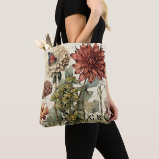 GEPERSONALISEERDE VINTAGE OVERAL BLOEMEN PRINT TOTE BAG