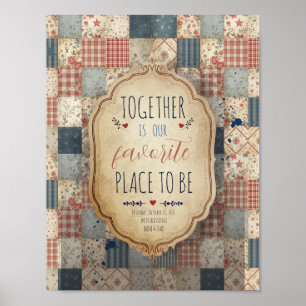 Gepersonaliseerde Vintage Patchwork Familieherinne Poster