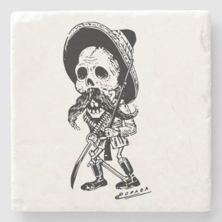 Gepersonaliseerde Vintage Posada Skeleton Calavera Stenen Onderzetter