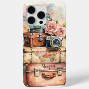 Gepersonaliseerde vintage reisillustratie iPhone 15 pro max hoesje