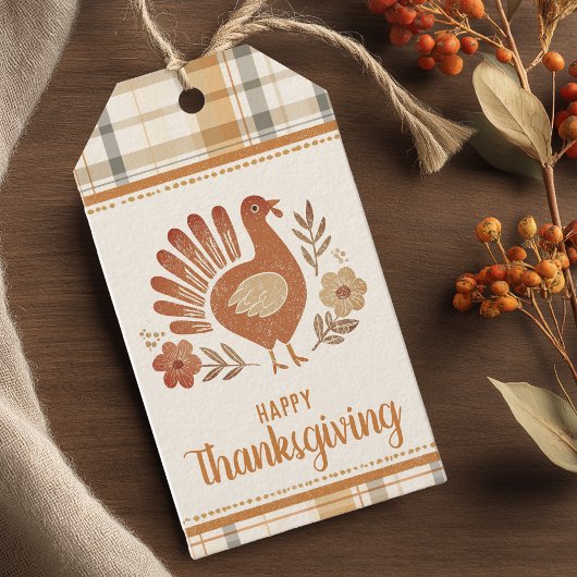 Gepersonaliseerde vintage ruit Thanksgiving Cadeaulabel