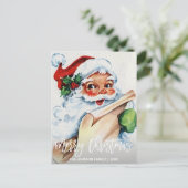 Gepersonaliseerde Vintage Santa Merry Christmas Feestdagenkaart (Staand voorkant)