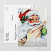 Gepersonaliseerde Vintage Santa Merry Christmas Feestdagenkaart (Voorkant / Achterkant)