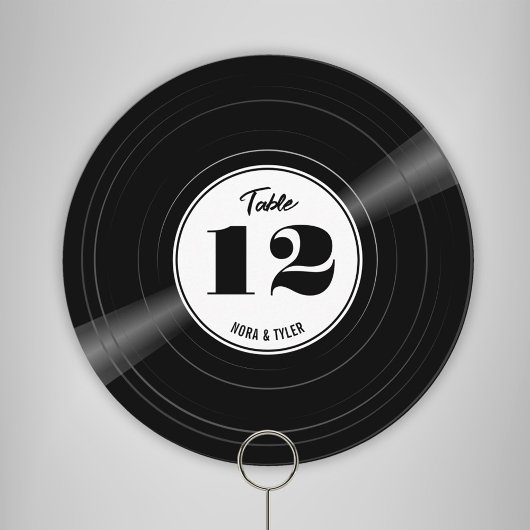 Gepersonaliseerde Vinyl Record Zwart Wit Tafelnumm Save The Date
