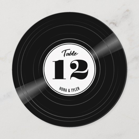 Gepersonaliseerde Vinyl Record Zwart Wit Tafelnumm Save The Date (Voorkant)