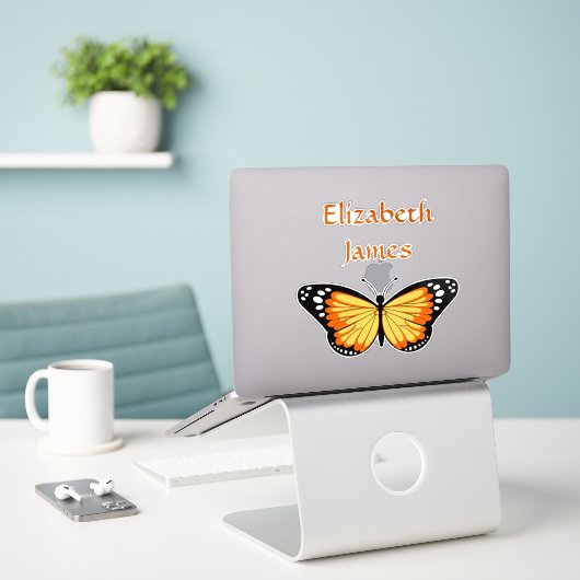 Gepersonaliseerde Vinyl Sticker Label (Laptop op bureau)