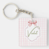Gepersonaliseerde Violet Baby Girl Nursery Bow & G Sleutelhanger (voorkant)