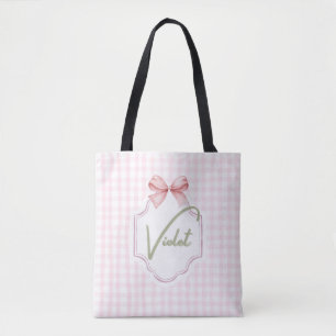 Gepersonaliseerde Violet Baby Girl Nursery Bow & G Tote Bag