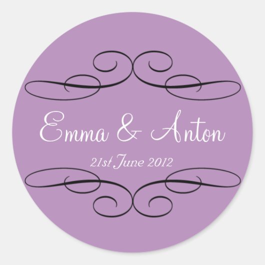 Gepersonaliseerde Violet Filigree Favor sticker (Voorkant)