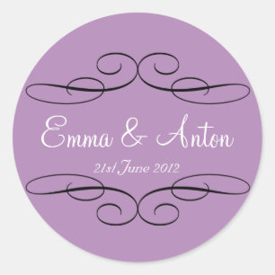 Gepersonaliseerde Violet Filigree Favor sticker