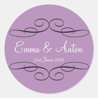 Gepersonaliseerde Violet Filigree Favor sticker