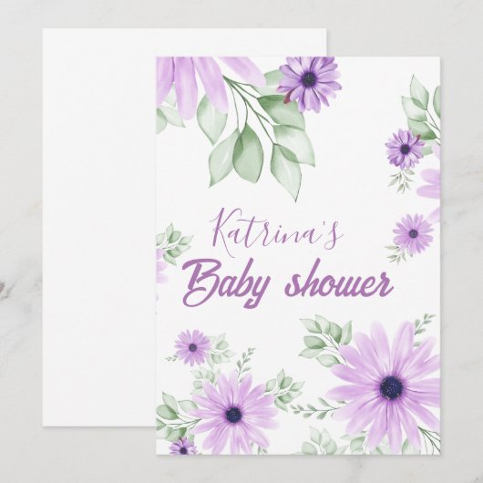 Gepersonaliseerde Violet Waterverf Bloemen Magneti Kaart (Voorkant / Achterkant)