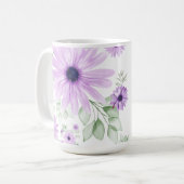 Gepersonaliseerde Violette Groene Waterverf Bloeme Koffiemok (Voorkant links)