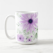 Gepersonaliseerde Violette Groene Waterverf Bloeme Koffiemok (Links)
