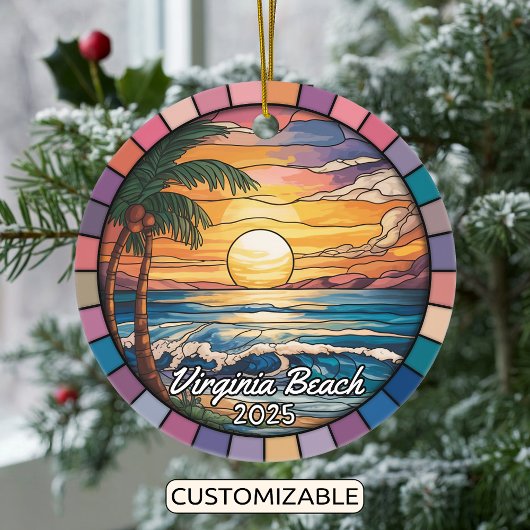 Gepersonaliseerde Virginia Beach Ornament, Virgini Keramisch Ornament
