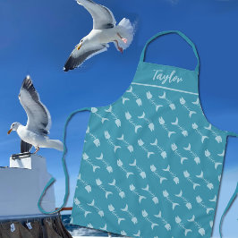 Gepersonaliseerde vis Bone Pattern Blauw Schort