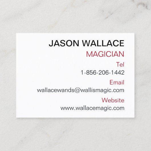 Gepersonaliseerde Visitekaartje van de goochelaar (Achterkant)