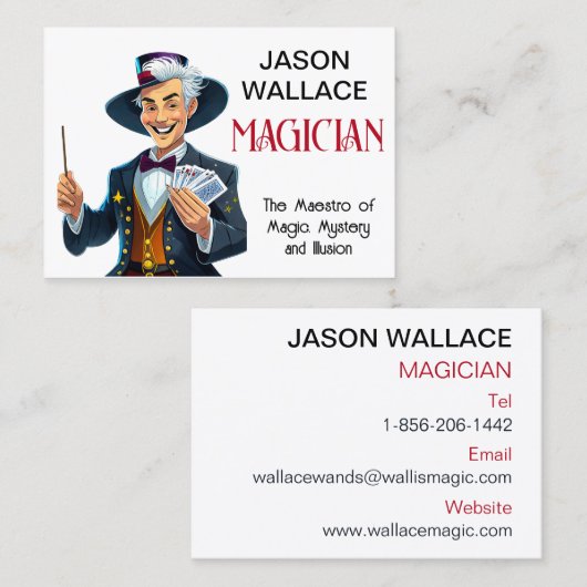 Gepersonaliseerde Visitekaartje van de goochelaar (Voorkant / Achterkant)