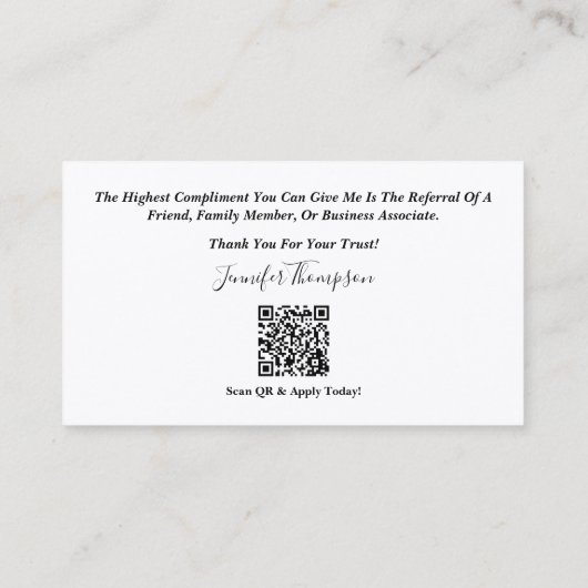 Gepersonaliseerde Visitekaartjes voor makelaars (Achterkant)