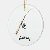 Gepersonaliseerde Vissen Rod Custom Name Ornament (Links)
