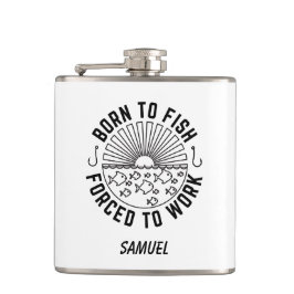 Gepersonaliseerde visser cadeau, Geboren om te vis Heupfles