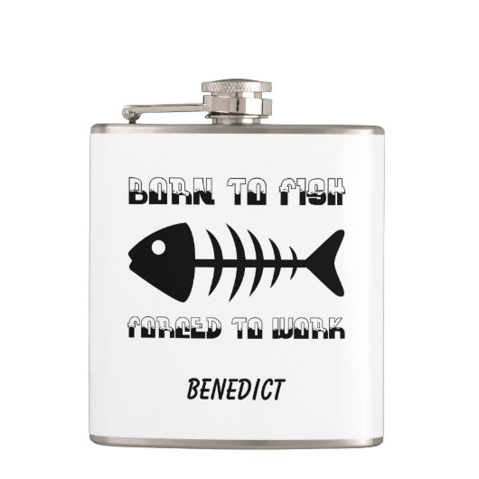 Gepersonaliseerde visser Pap cadeau, Geboren om te Heupfles (Voorkant)