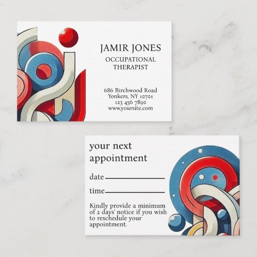 Gepersonaliseerde visueel opvallende afsprakenkaartje (Voorkant / Achterkant)