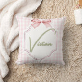 Gepersonaliseerde Vivian Baby Girl Nursery Bow & G Kussen (Deken)
