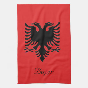 Gepersonaliseerde vlag van Albanië, dubbelharige  Theedoek